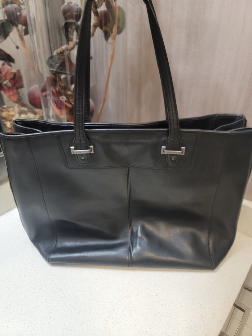 Coach Taylor 32824 Black Leather Large Tote Shoulder Bag Satchel $598 - Picture 4 of 12